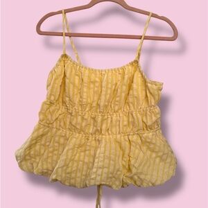 Yellow Striped Sleeveless Top